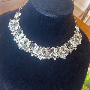 Dazzling Silver Crystal Bib Necklace